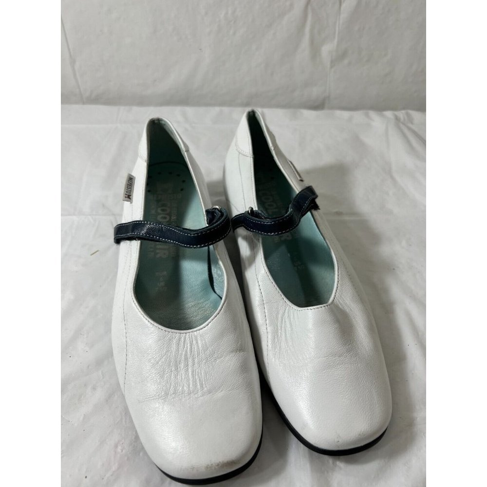 Mephisto Cool Air Women's Sandals White Navy Leather Slingback Strap Size 7.5